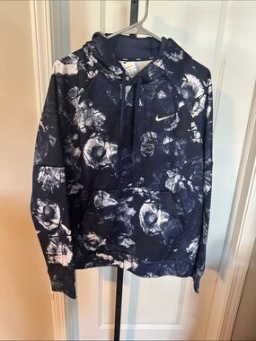 Nike Navy Blue and White Tie-Dye Pullover Hoodie